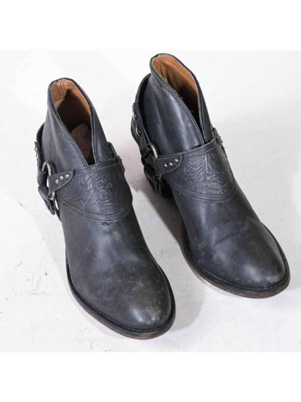Matisse Danny Distressed Leather Western Shootie Hand Tooled Harness Women's 7 - Picture 4 of 7